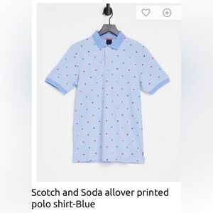 Scotch & Soda Light Blue Polo with Multicolor Dots